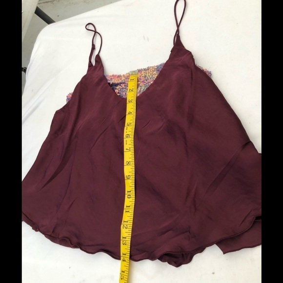 Free People Turn it on Cami Sequin Burgundy Small - Picture 5 of 7